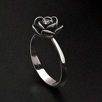 Black Rose Blossom Ring with CZ Accent