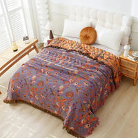 Cotton Botanical Jacquard Throw with Tassels