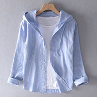 Wearclo | Women's Hooded Linen-Blend Shirt