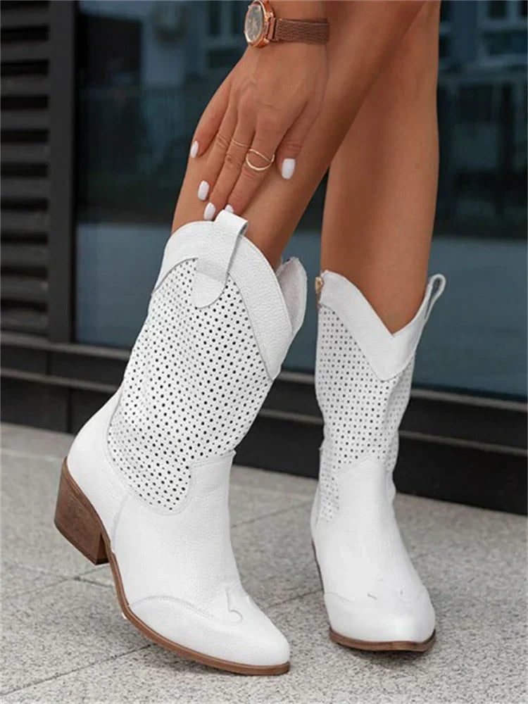 Breathable Stylish Cowboy Boots with Zipper