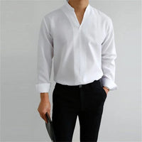 Caleb | Men's Long Sleeve Mandarin Collar Shirt