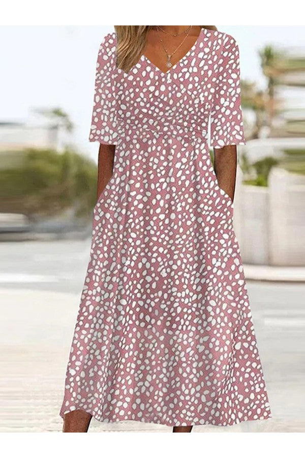 Image of Camille | Women's V-Neck A-Line Midi Dress