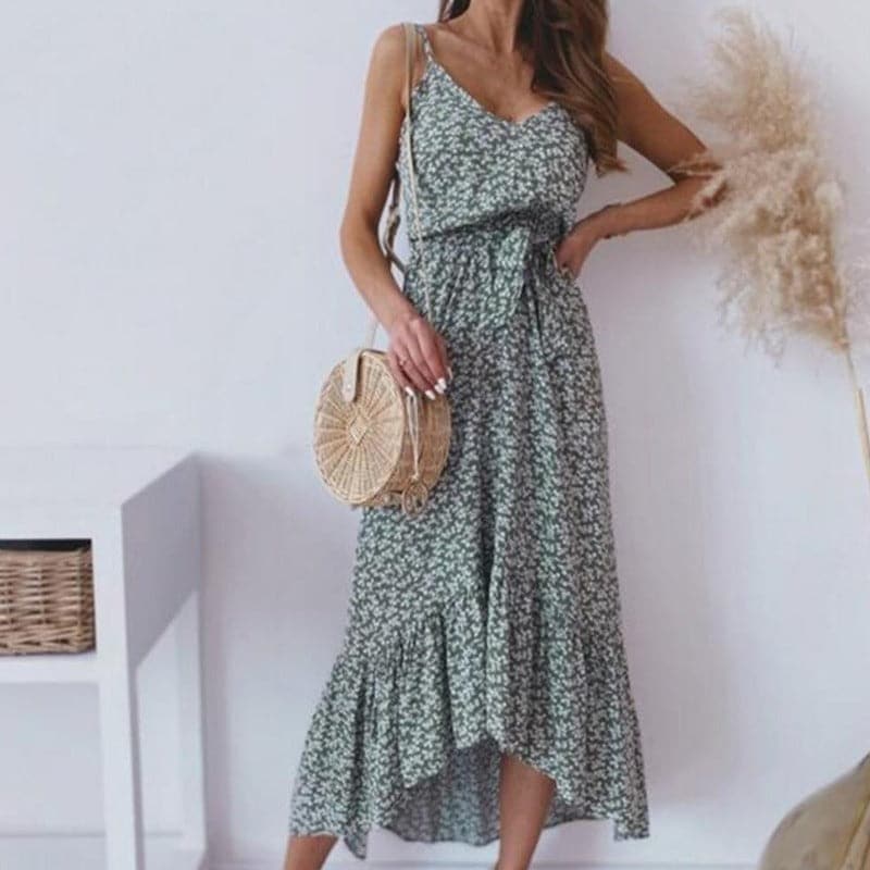 Image of Carla | Women's Spaghetti Strap A-Line Midi Dress