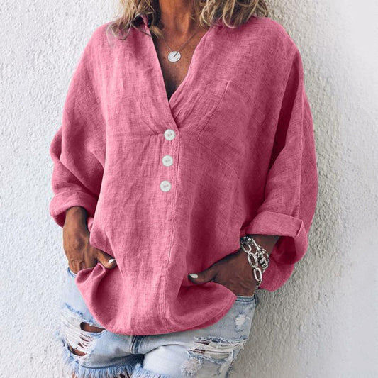 Image of Carolyn | Women's Oversized Long Sleeve Button-Down Blouse