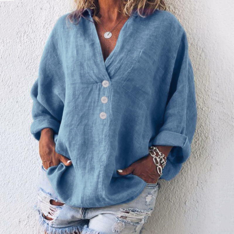 Image of Carolyn | Women's Oversized Long Sleeve Button-Down Blouse