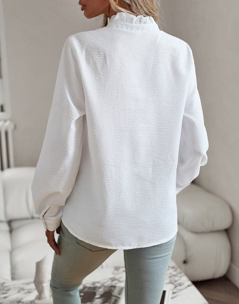 Image of Casey | Women's Ruffle Long Sleeve Button-Down Blouse