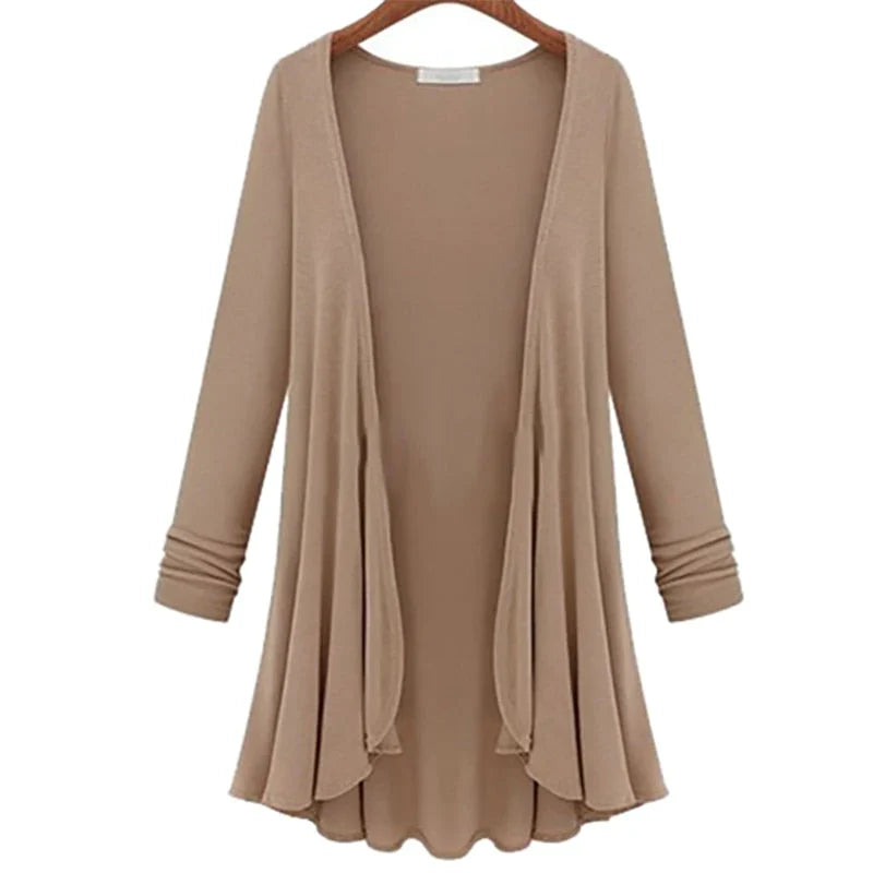 Casual Ruffled Long Sleeve Cardigan