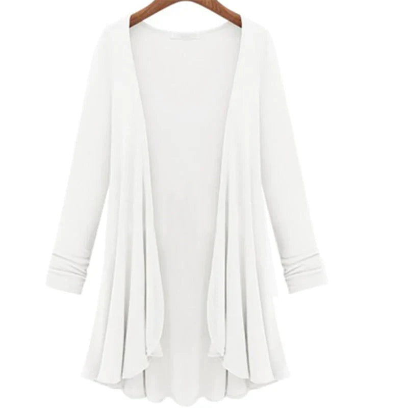 Casual Ruffled Long Sleeve Cardigan