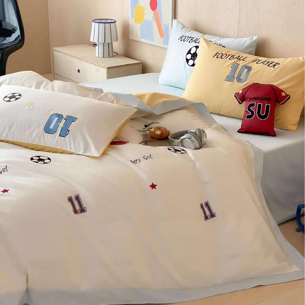 Children's Cotton Blend Football Print Bedding Set