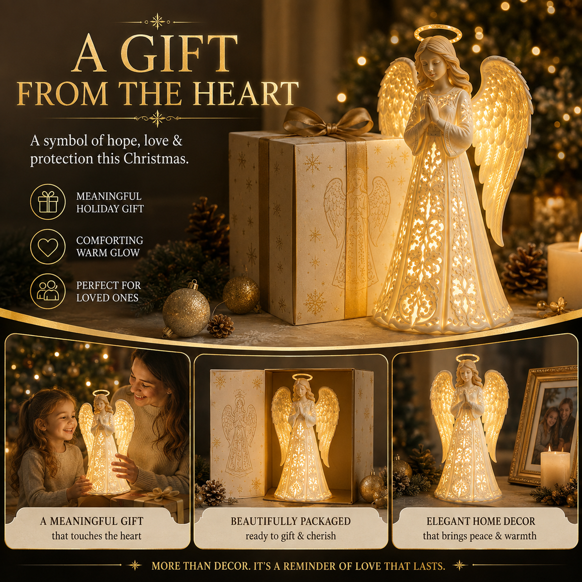 Christmas Angel Light with Warm Golden Glow