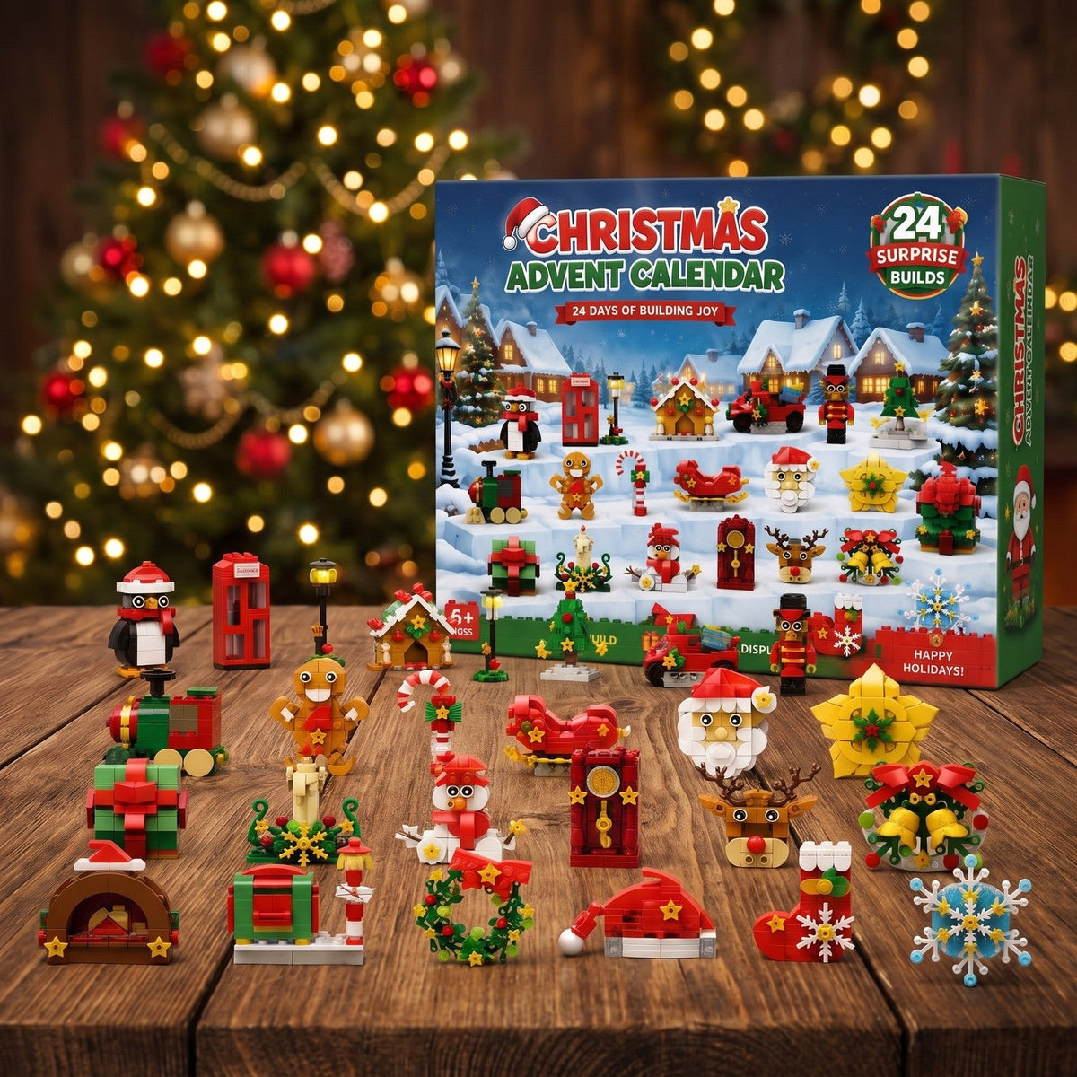 Christmas Fridge Magnet Advent Calendar, 24 Brick Magnets to Build