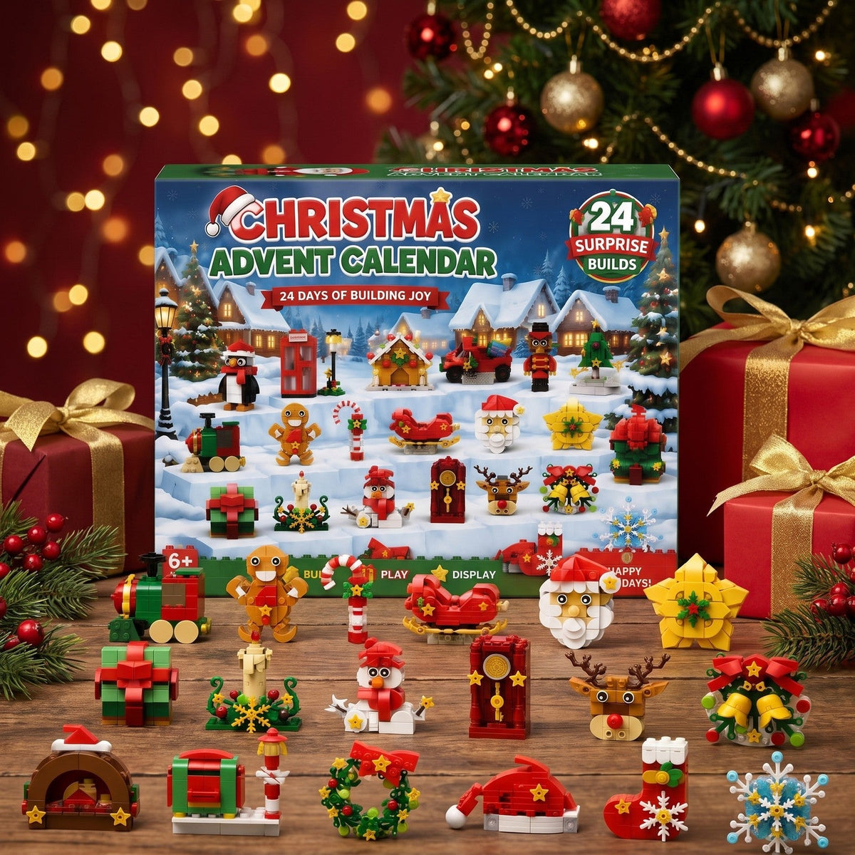 Christmas Fridge Magnet Advent Calendar, 24 Brick Magnets to Build