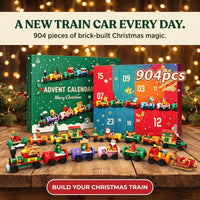 Christmas Train Advent Calendar, 904-Piece Brick Train with Santa and Sleigh