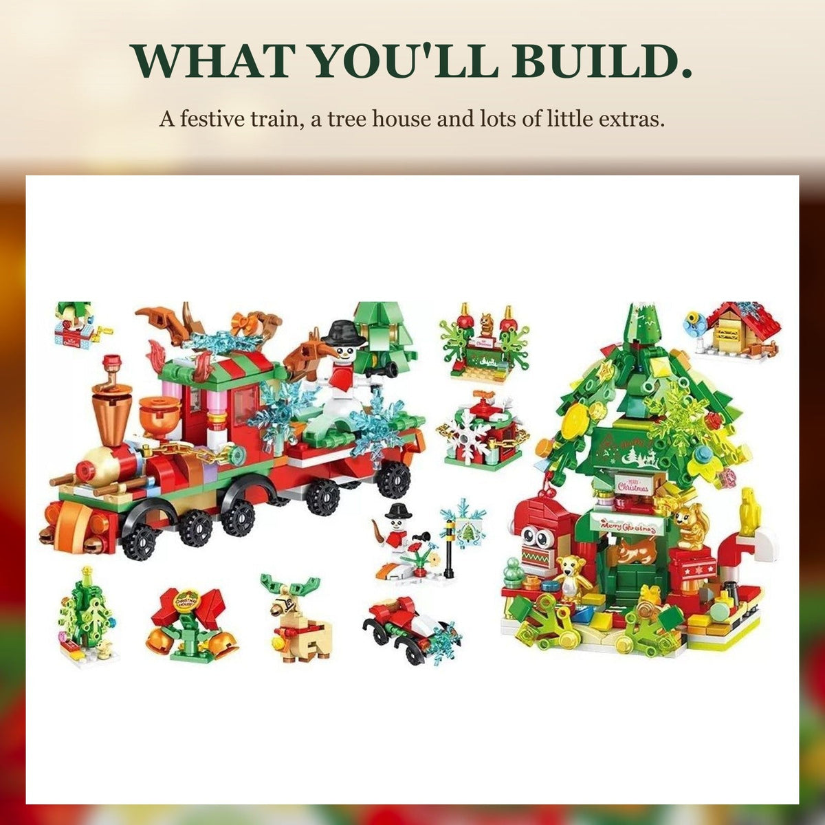 Christmas Train and Tree House Brick Advent Calendar, 699 Pieces