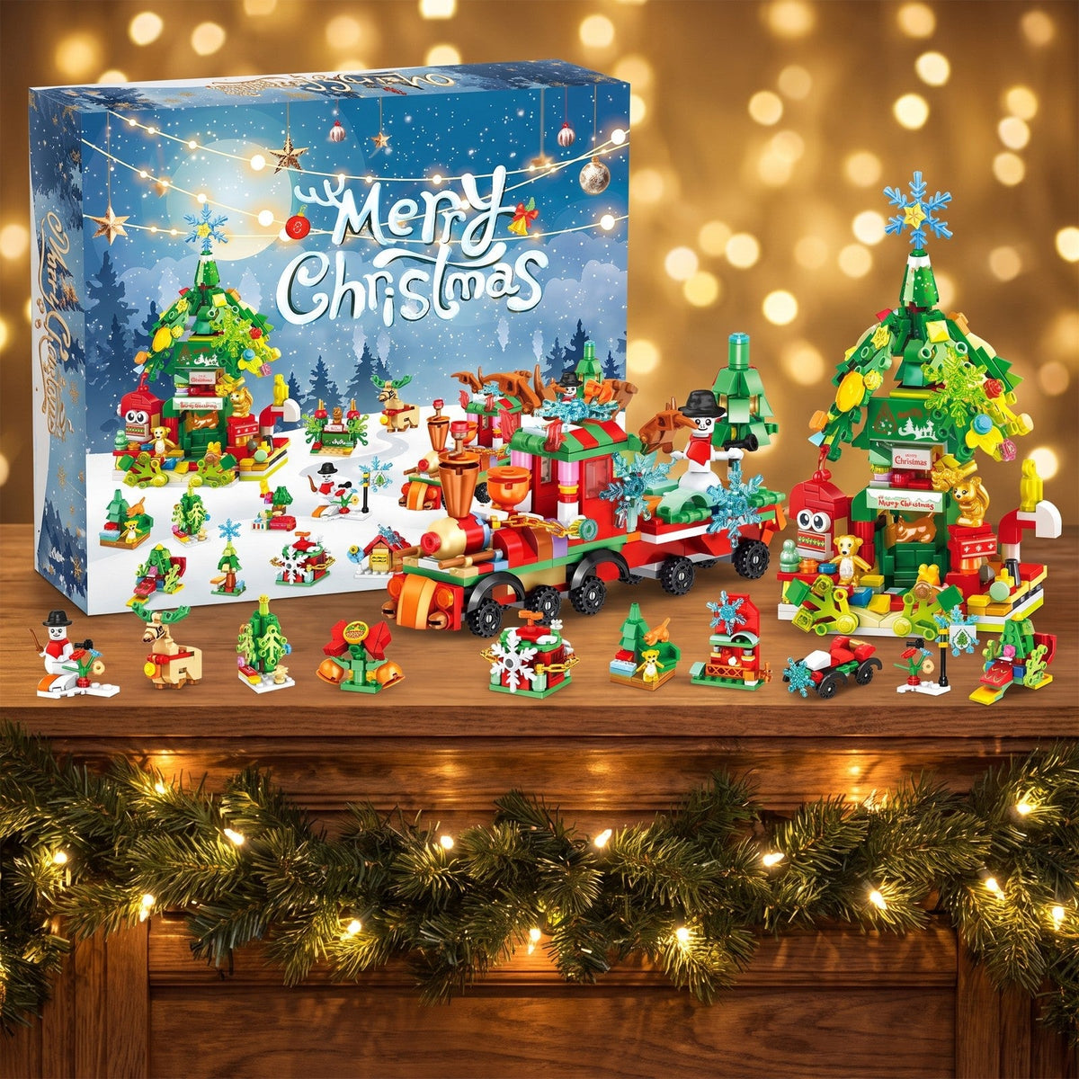Christmas Train and Tree House Brick Advent Calendar, 699 Pieces