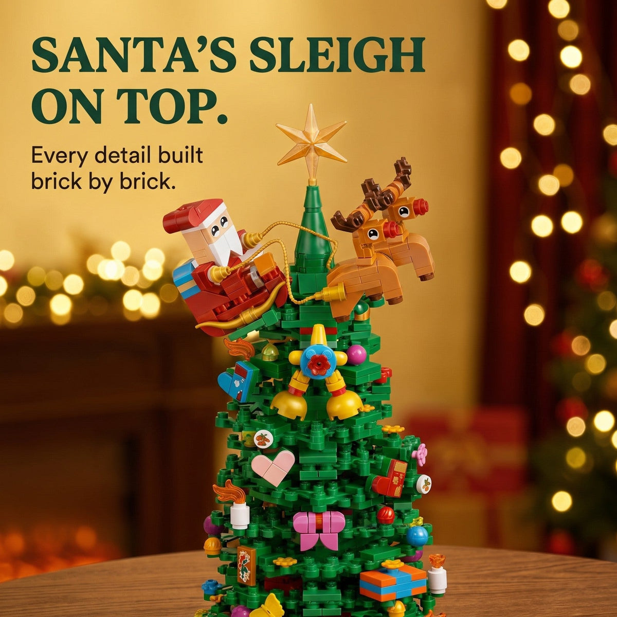 Christmas Tree Brick Advent Calendar, 833 Pieces in 24 Surprise Boxes