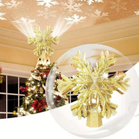 Christmas Tree Topper with LED Snowflake Projector Light