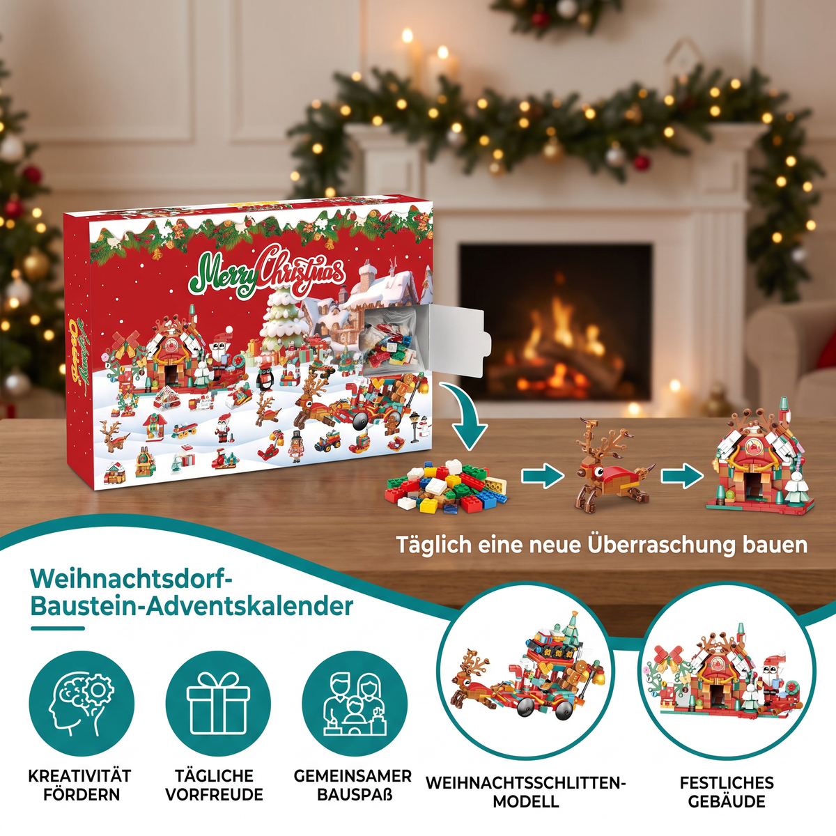 Christmas Village Building Block Advent Calendar – 24 Days Filled with Christmas Joy