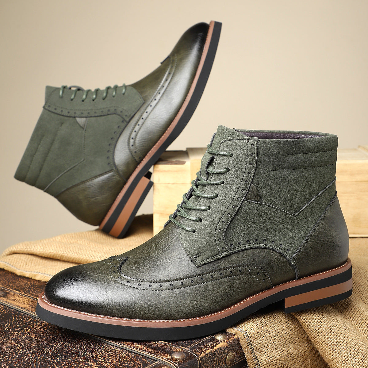 Image of Christopher | Men's Wingtip Lace-Up Ankle Boots