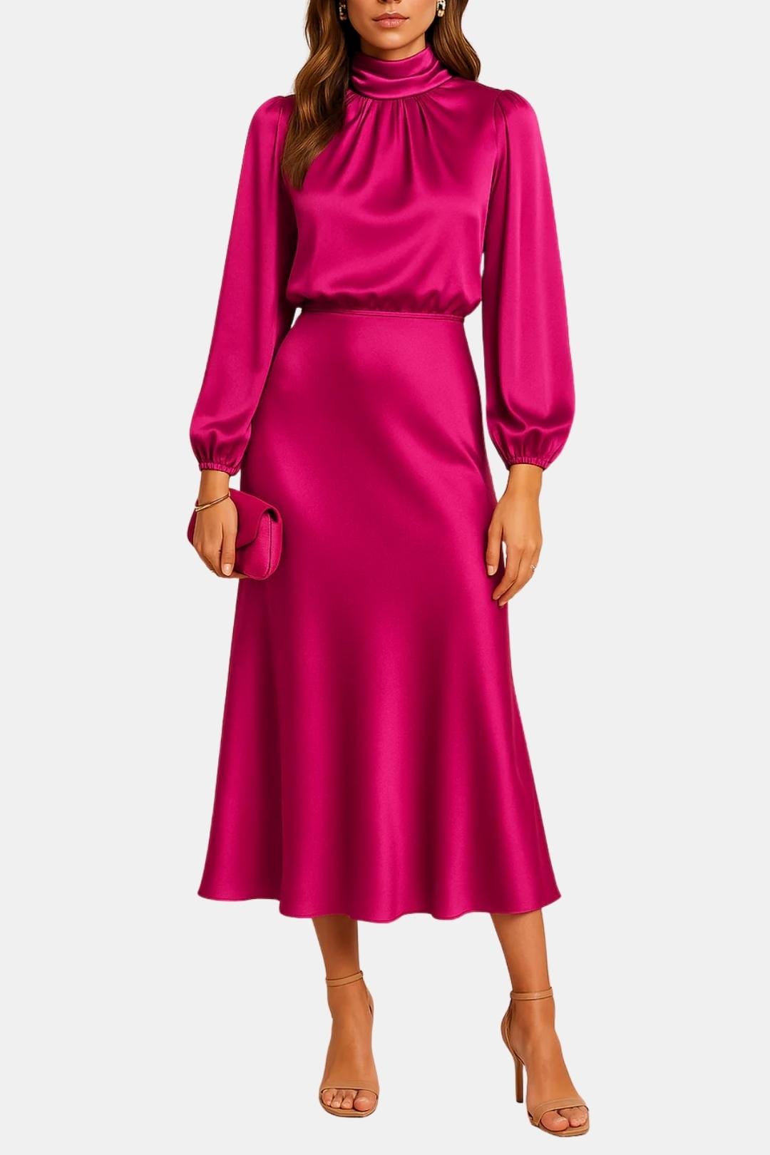Image of Christy | Women's Long Sleeve A-Line Midi Dress