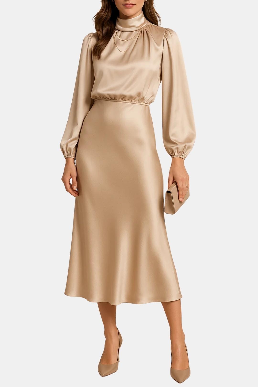 Image of Christy | Women's Long Sleeve A-Line Midi Dress