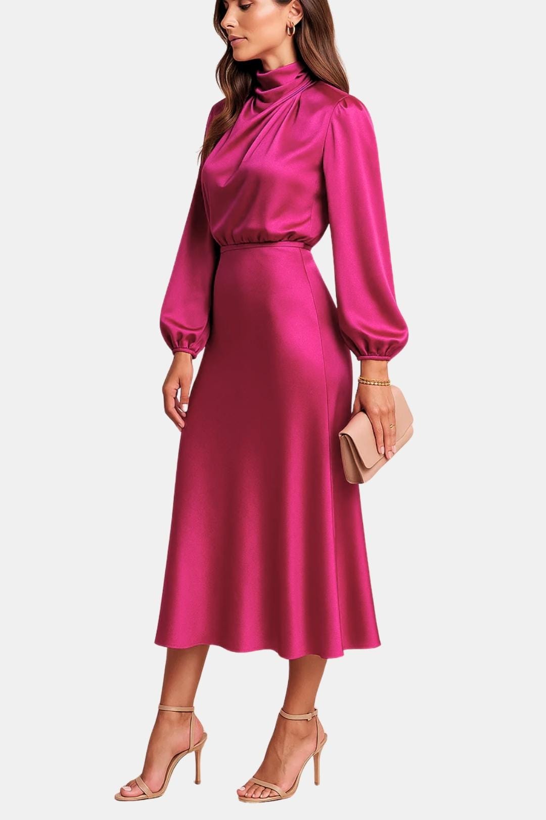 Image of Christy | Women's Long Sleeve A-Line Midi Dress