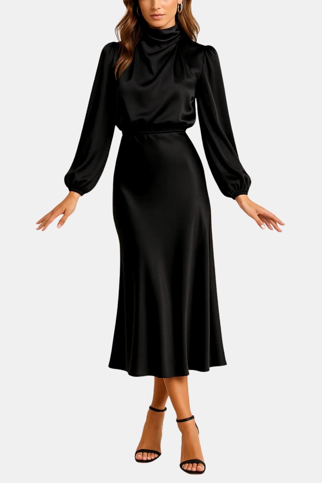 Image of Christy | Women's Long Sleeve A-Line Midi Dress