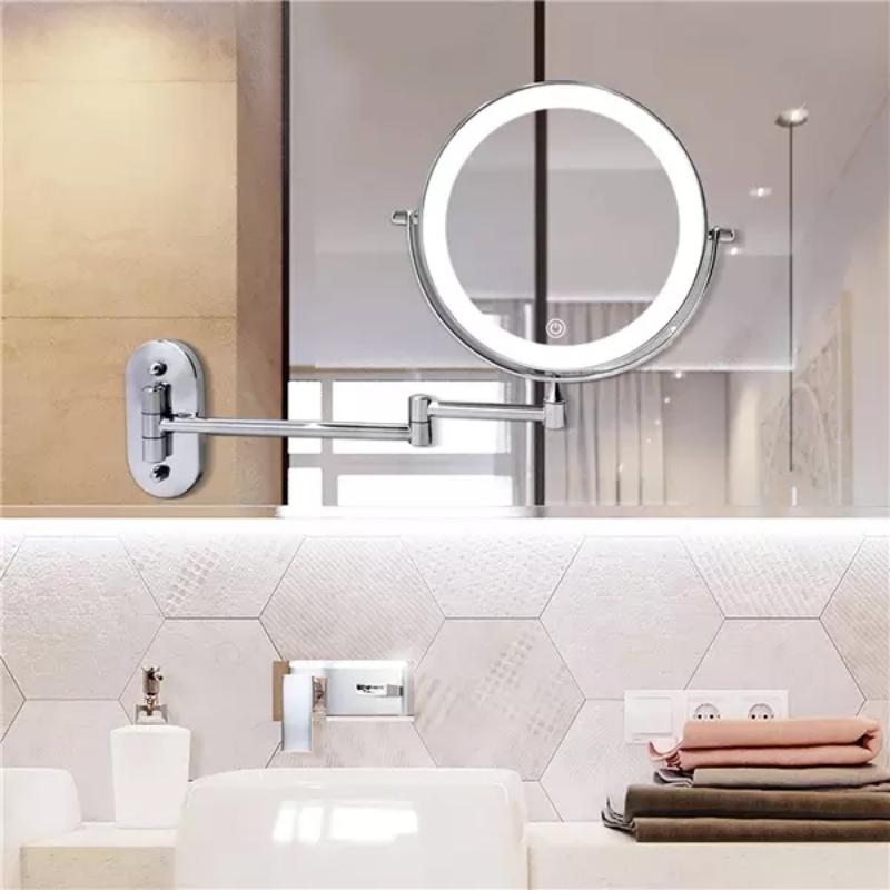 Chrome Silver Rechargeable LED Magnifying Mirror By Lunicca