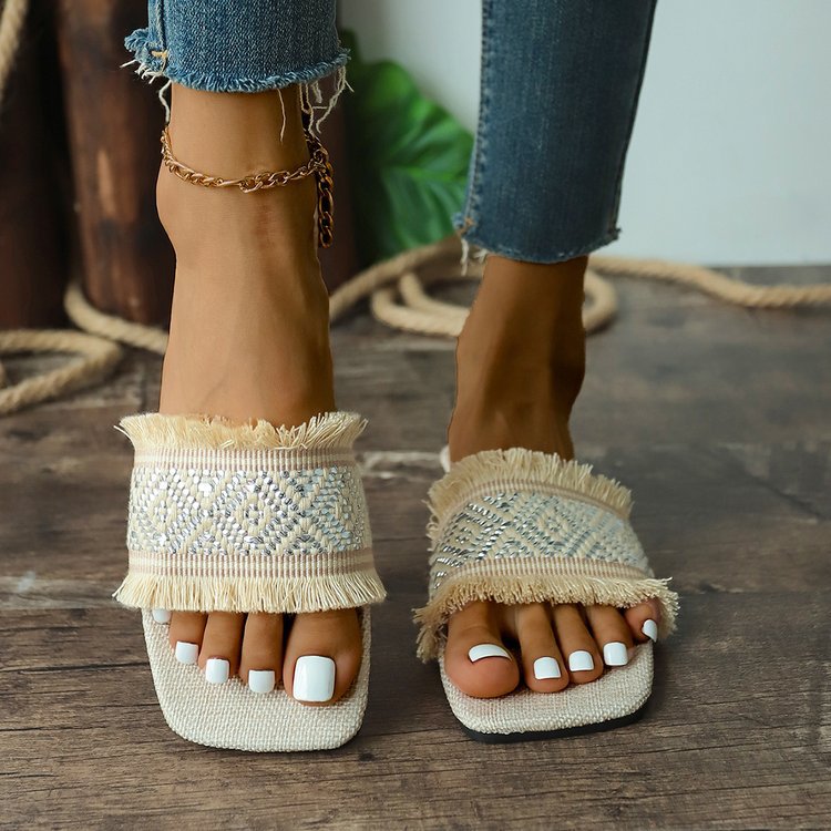 Image of Claire | Women's Fringe Slide Sandals