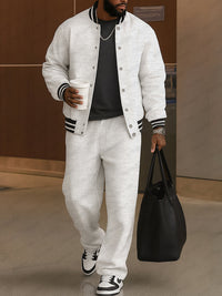 Classic Striped Trim Jacket and Pants Set