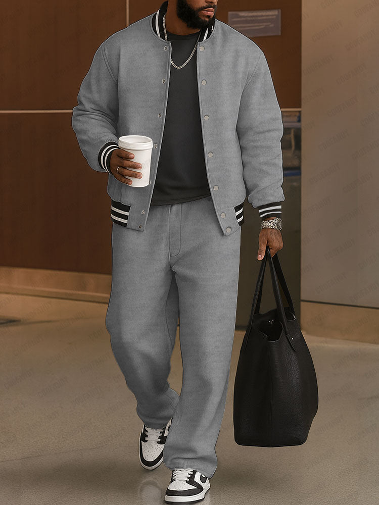 Classic Striped Trim Jacket and Pants Set