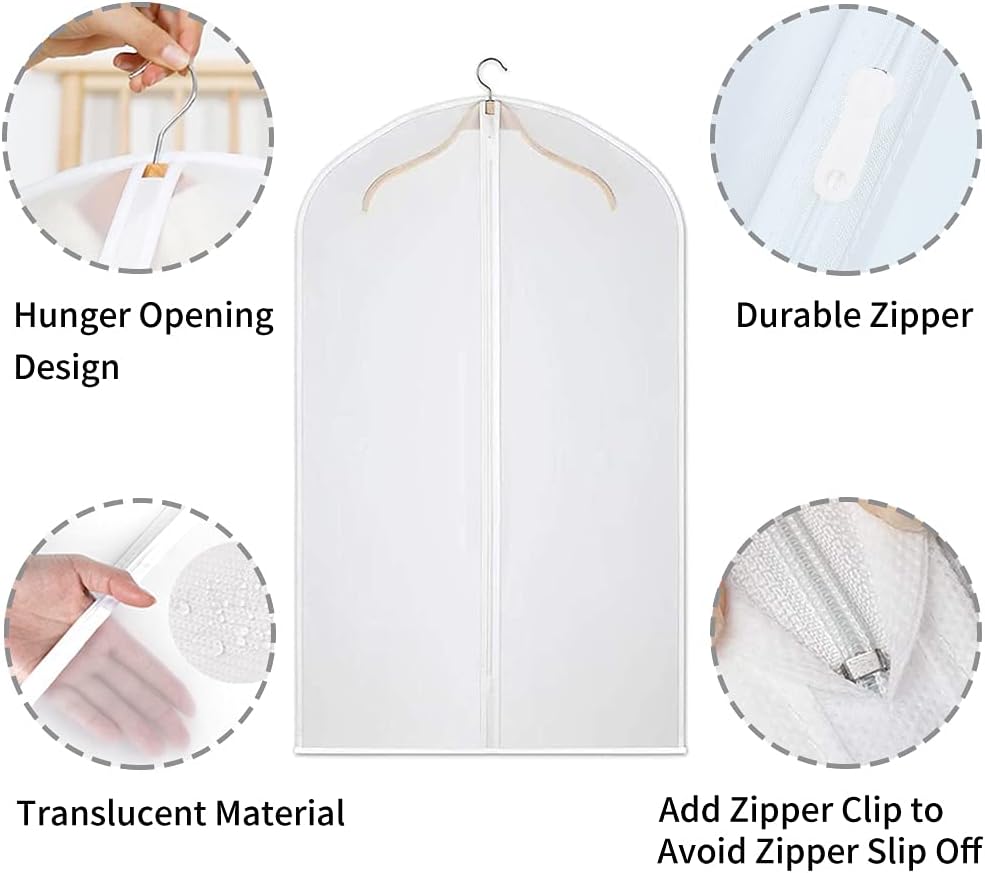 Clear PEVA Garment Storage Bags – 12 Pack Dustproof Clothes Protectors