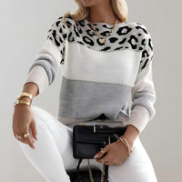 Leopard Print Crew Neck Sweater
