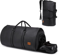 Convertible PU Leather Garment Duffel – Carry-On Weekender Suit Travel Bag