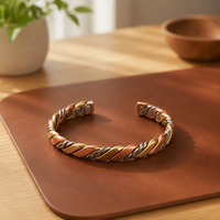 Woven Tones Open Copper Bracelet