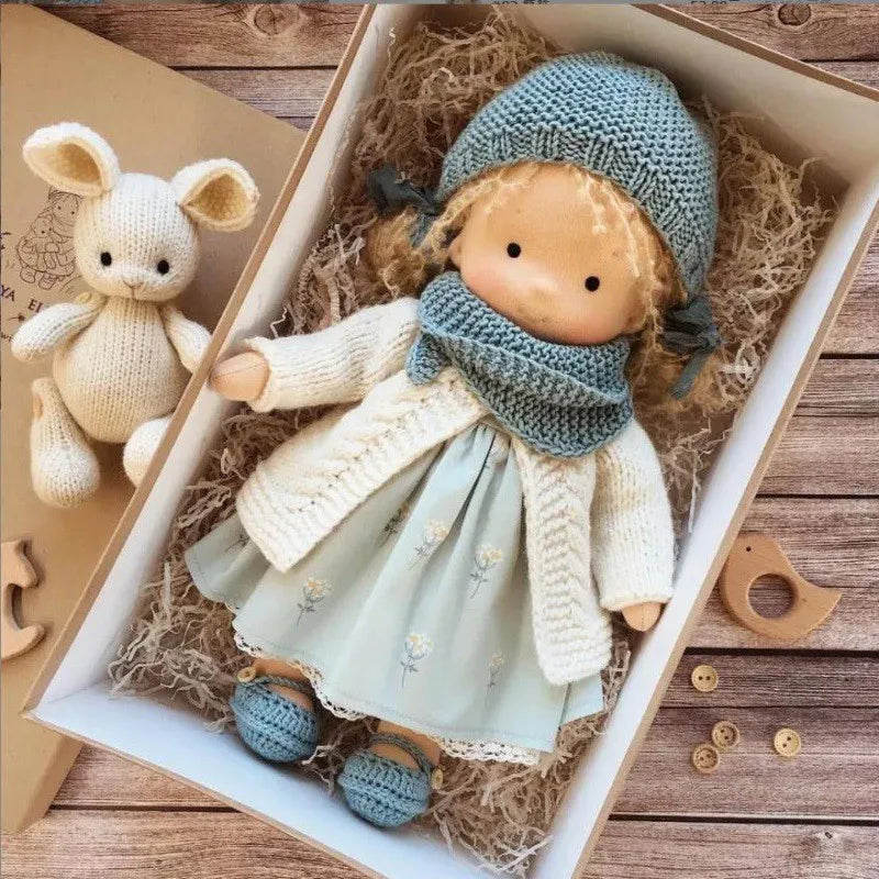 Cotton Cuddle Toy Mila in Waldorf Style with Fabric Box