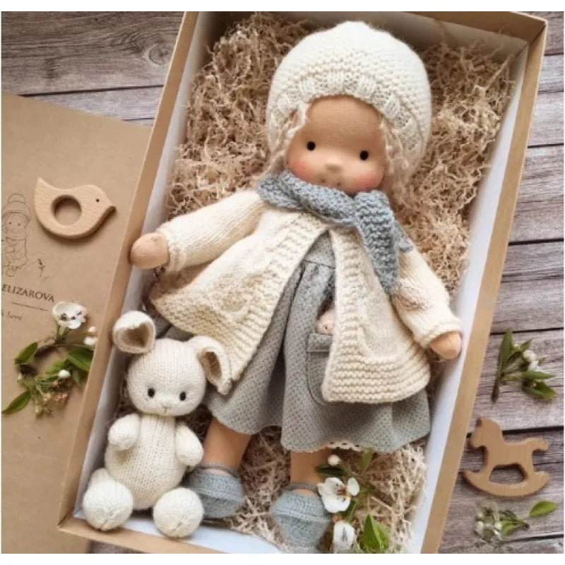 Cotton Cuddle Toy Mila in Waldorf Style with Fabric Box