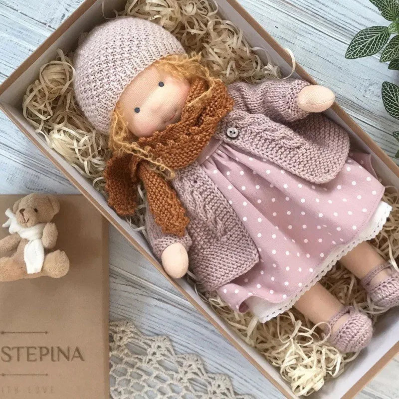 Cotton Cuddle Toy Mila in Waldorf Style with Fabric Box
