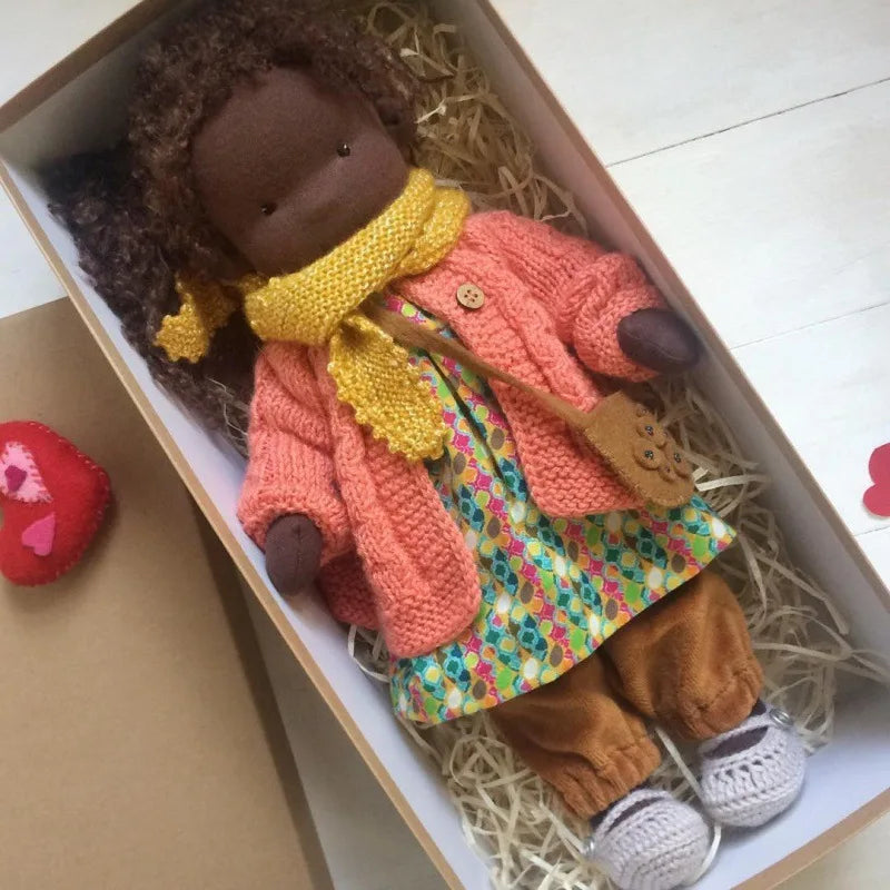 Cotton Cuddle Toy Mila in Waldorf Style with Fabric Box