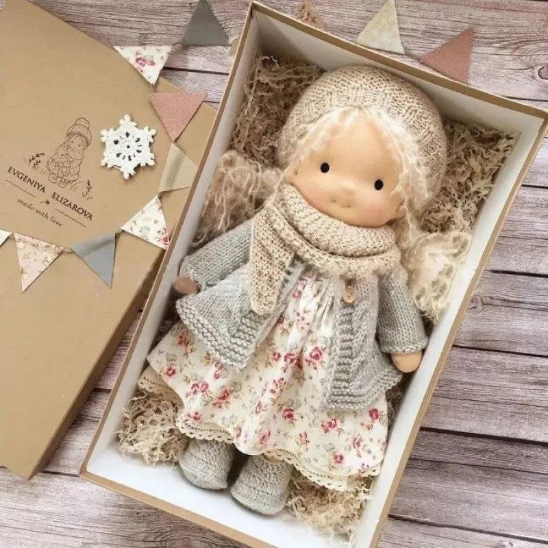 Cotton Cuddle Toy Mila in Waldorf Style with Fabric Box