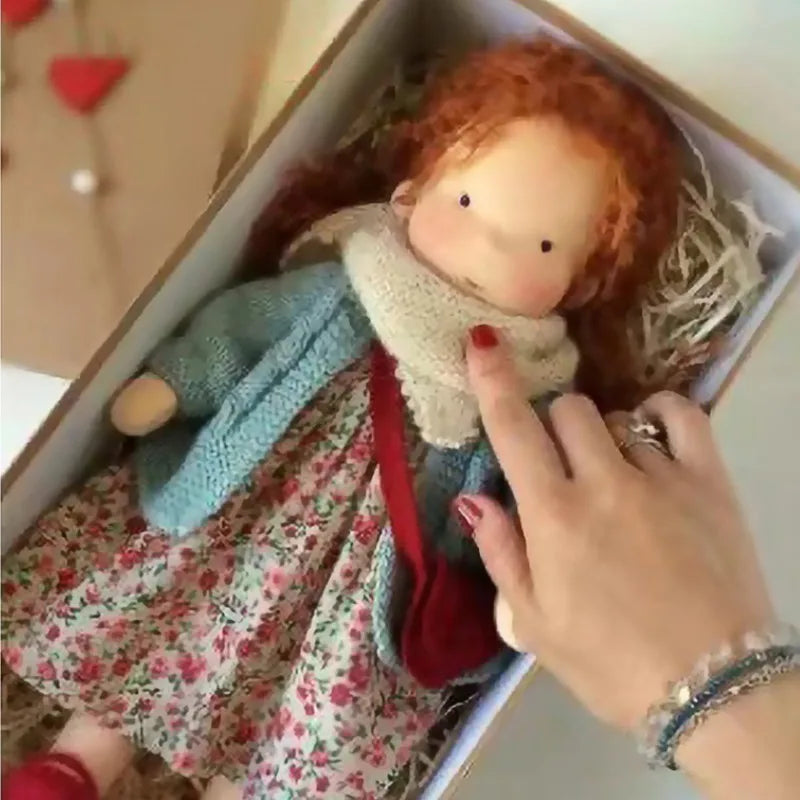 Cotton Cuddle Toy Mila in Waldorf Style with Fabric Box
