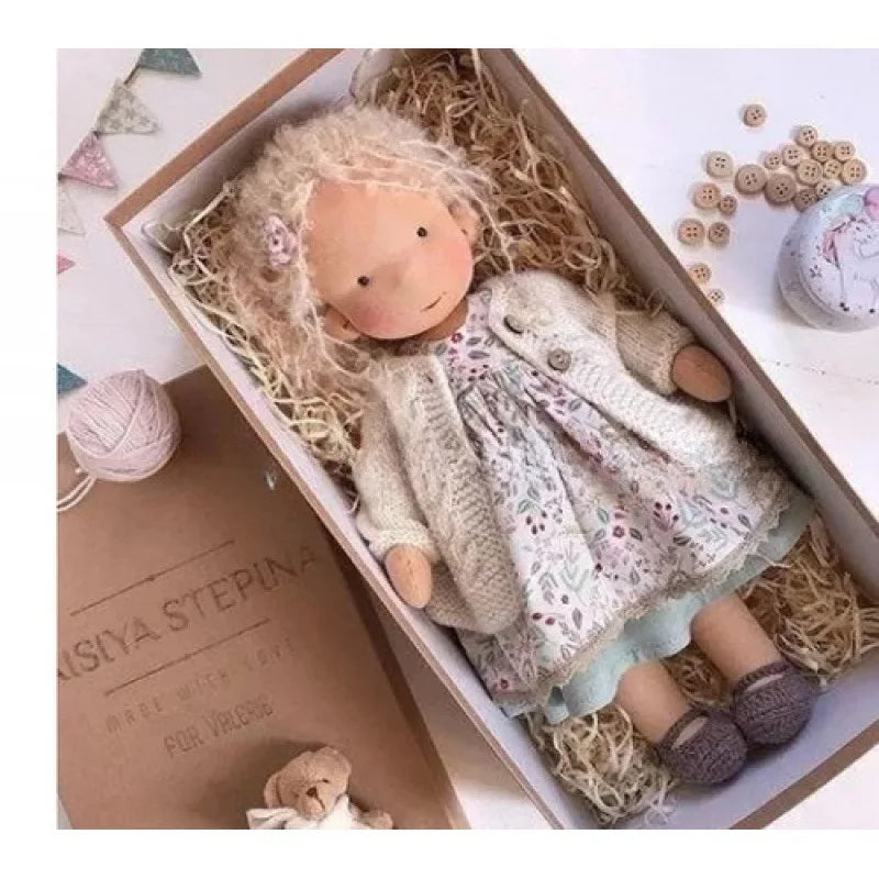 Cotton Cuddle Toy Mila in Waldorf Style with Fabric Box