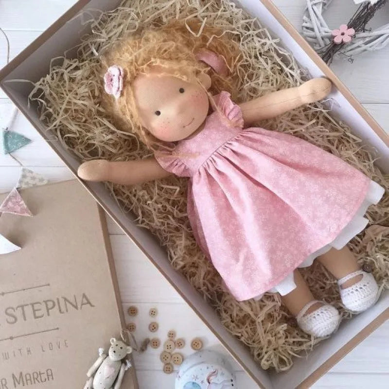 Cotton Cuddle Toy Mila in Waldorf Style with Fabric Box