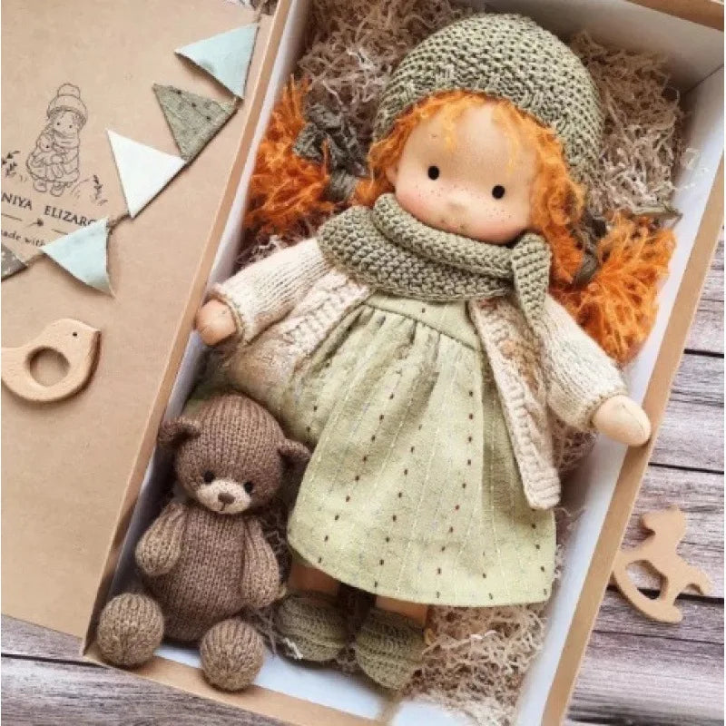 Cotton Cuddle Toy Mila in Waldorf Style with Fabric Box