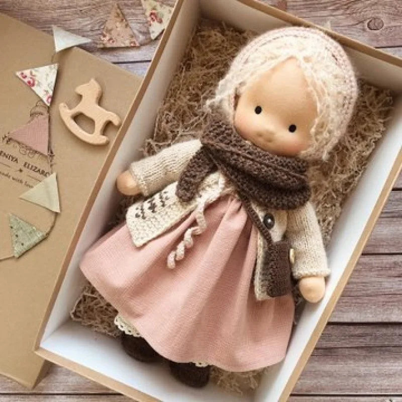 Cotton Cuddle Toy Mila in Waldorf Style with Fabric Box