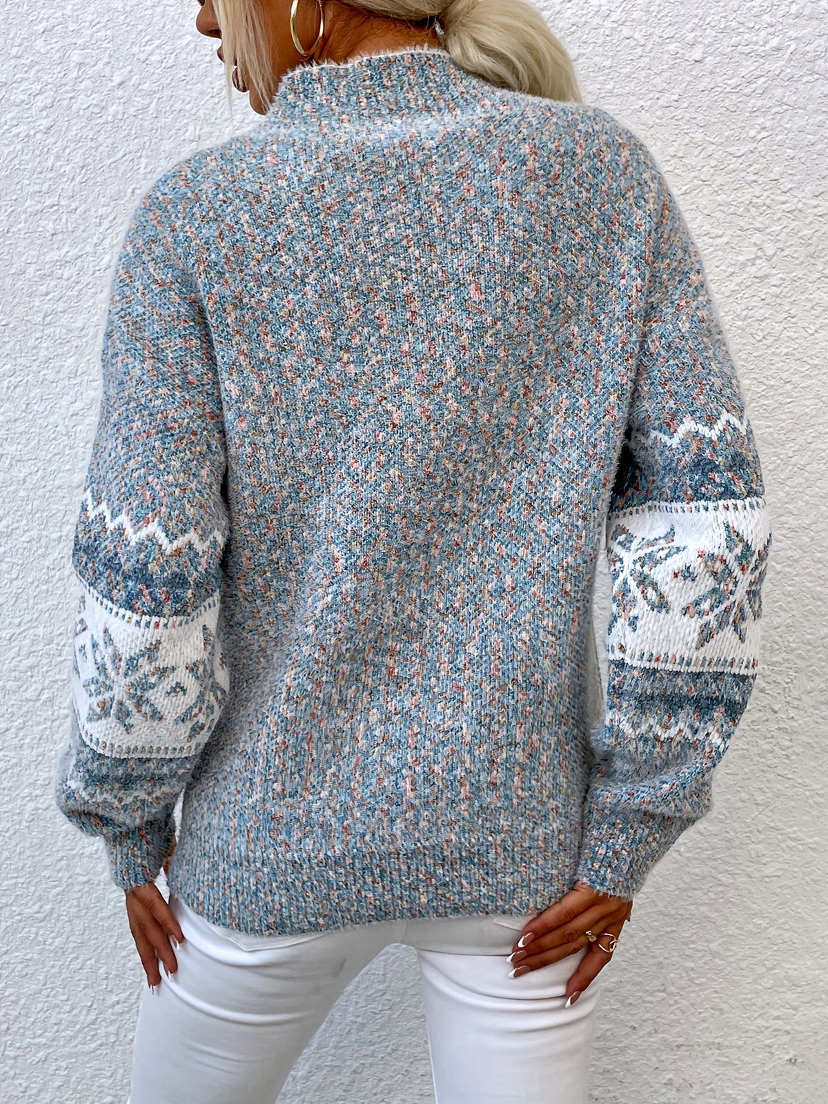 Cozy Snowflake Mock-Neck Sweater