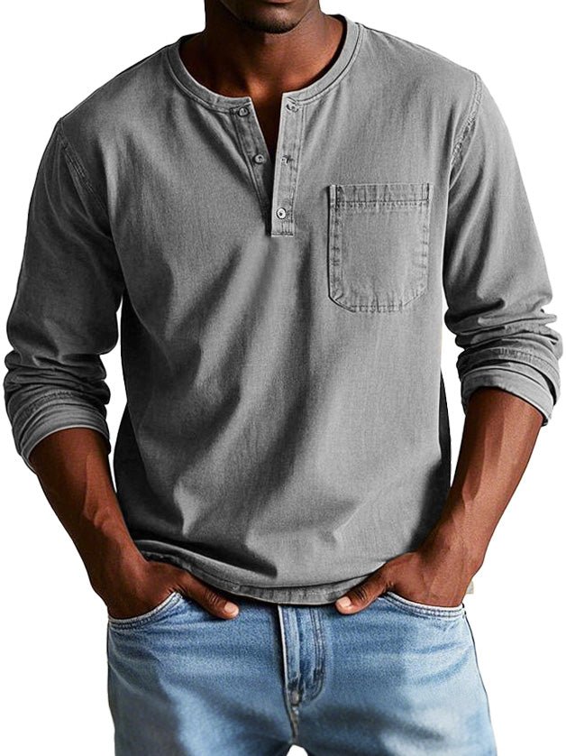 Image of Curtis | Men's Long Sleeve Henley Shirt