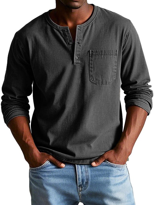 Image of Curtis | Men's Long Sleeve Henley Shirt