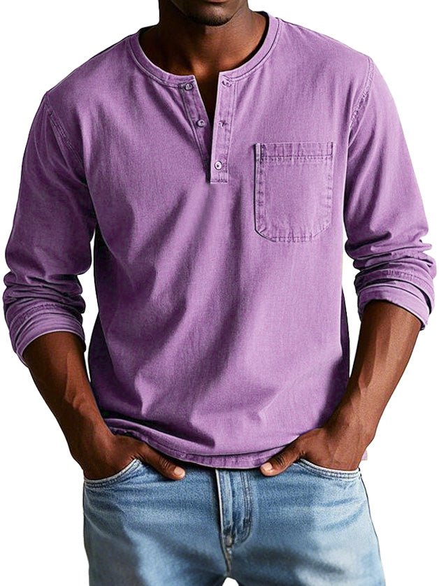 Image of Curtis | Men's Long Sleeve Henley Shirt