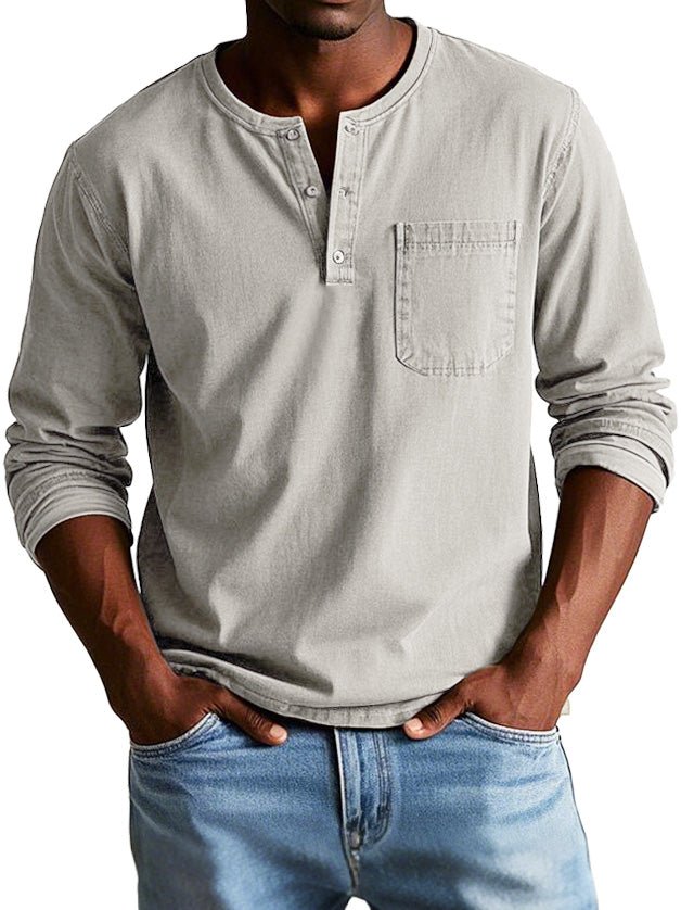 Image of Curtis | Men's Long Sleeve Henley Shirt